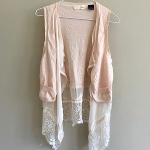 Blush colored lace and chiffon layering piece